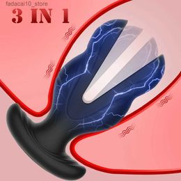 Overige Gezondheid Schoonheidsartikelen 3 in 1 Vibrerende elektrische schokvibrator Anale buttplug Vagina Anus Uitbreiding Afstandsbediening Masturbatie Volwassene Voor mannen Q240117