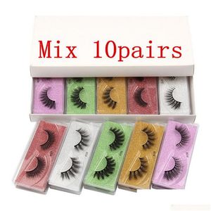 Autres articles de beauté de santé Cils de vison 3D en gros cils faux cils dans un étui BK avec carte de base Mticolor Coloris maquillage des yeux La Dhnmw