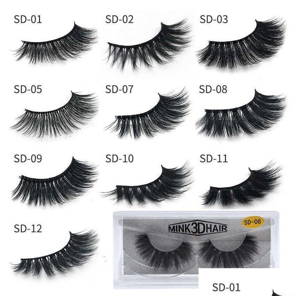 Autres articles de beauté de santé 3D Cils de vison en gros naturel faux doux maquillage extension maquillage faux cils pack BK Drop Deliv Dh4Lg