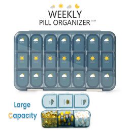 Autres articles de santé et de beauté 7 jours pilulier portable grande capacité stockage de médicaments étanche une semaine étui 21 28 grilles soins détachables 230615