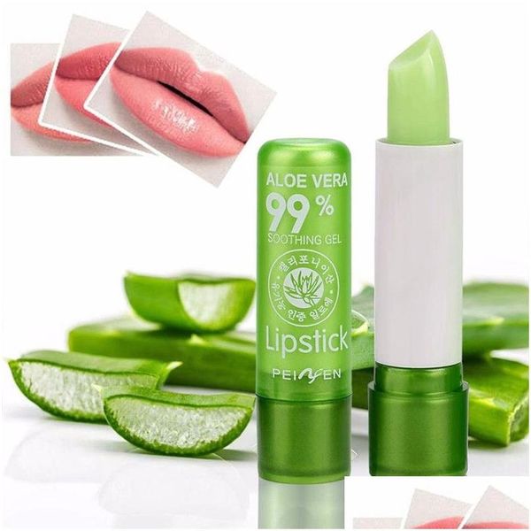 Otros artículos de belleza para la salud Aloe Change Color Lipstick Humedad Melt Lip Balm Copa antiadherente de larga duración Herramienta de maquillaje Drop Delivery Dheki