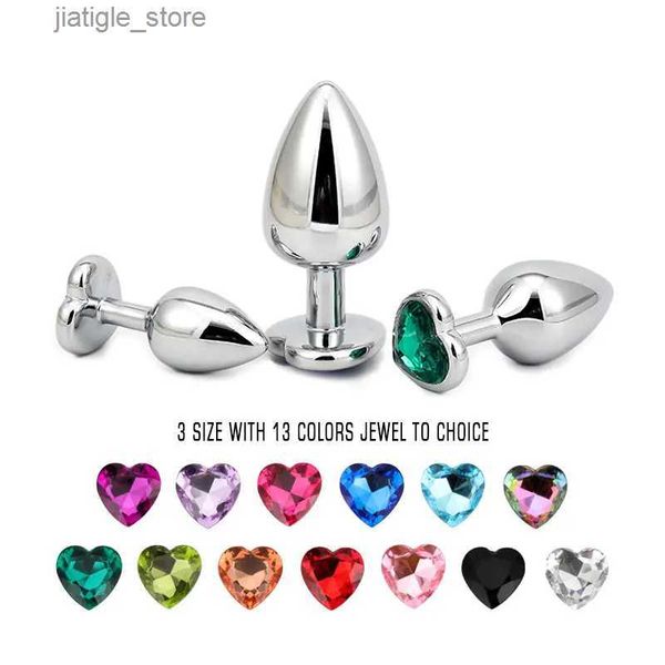 Otros elementos de belleza de la salud Anal Any Crystal Heart Smooth Steel Anal Anal Bulto Butt Bulto Estimulación de masaje de próstata Femenina Macho Adulto Y240402