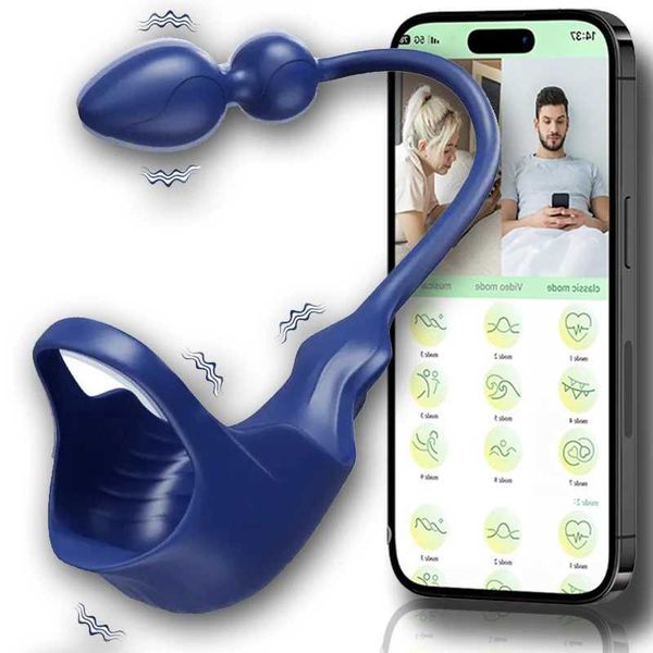 Autres éléments de beauté Health Contrôle de l'application Vibrant Cock Penis Ring Vibrateur anal Gay Anal Pild vibrant Butt Purt Masger Prostate G Spot Pleasure Y240503