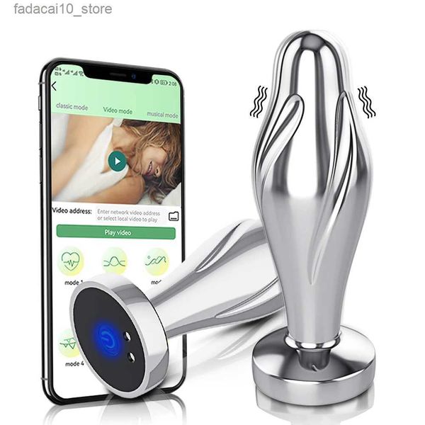 Autres articles de beauté de santé APP Vibrant Métal Anal Plug Vibrateur En Acier Inoxydable Butt Plug pour Femmes Hommes Étanche Gay Anal pour Hommes Q240117