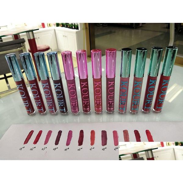 Otros artículos de belleza para la salud Llegada Colección Kourt X Lápiz labial de 12 colores Brillo de labios Colores líquidos Entrega directa Dhrhl