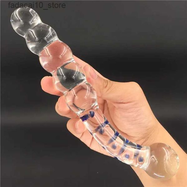 Otros artículos de belleza para la salud Cuentas Pyrex Glass Crystal Consolador Juguete Adulto para mujeres Pene Anal Butt Plug Hombres Mujer Masturbación masculina Q240119