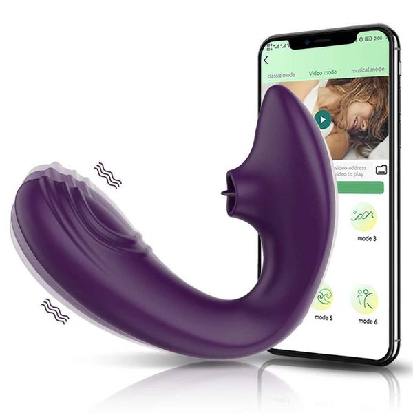 Autres articles de beauté Health Bluetooth App Remote Control Vibrator Femelle avec la langue Licking Using G Spot Stimulator Clitoris Goods adultes Toys for Women T240510