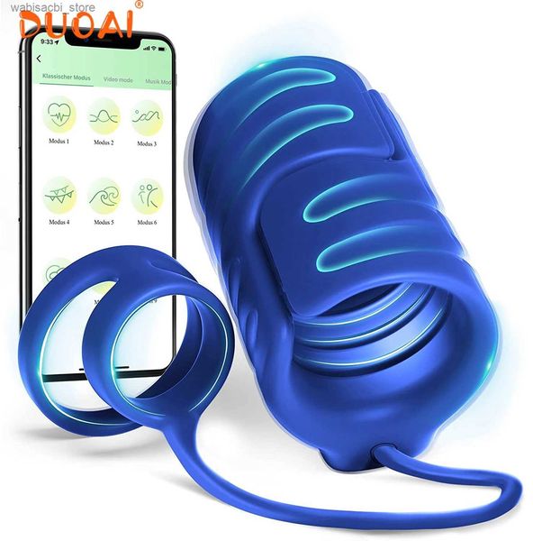 Otros elementos de la salud Bluetooth Masturbator Masturbator Pene Retraso Vibrador Vibrador Control Glanes Masajería del estimulador Juguetes para hombres L49