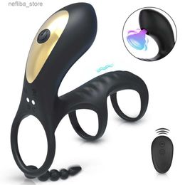 Autres éléments de beauté de la santé Clitoral Sucking Vibrator Cock anneau vibrant trois anneaux de pénis masculins adultes stimulateurs clitoridateurs G-spot pour les hommes femmes L410