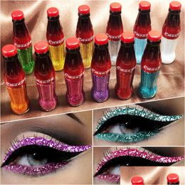 Overige gezondheid Schoonheidsartikelen Cmaadu Cola Style 12 Colors Glitter Liquid Eyeliners Waterproof Pigment Mti Color Eyeliner Eyeliner Mak Dh7Et