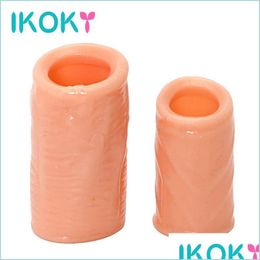 Autres articles de santé et de beauté Cockrings Ikoky Penis Sleeves Adt Pour Hommes Retarder L'éjaculation Sile Durée 2Pcs Prépuce Coq Corrigé Dhcqj