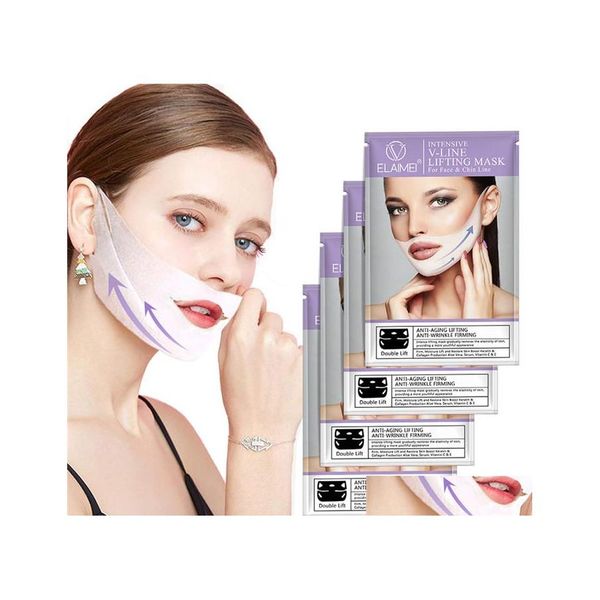 Autres articles de beauté pour la santé Elaimei Masque facial de style boucle d'oreille en forme de V 3D Vline Lifting Raffermissant Visage Serrer le menton Joue Réduire Puffi Dhrfo