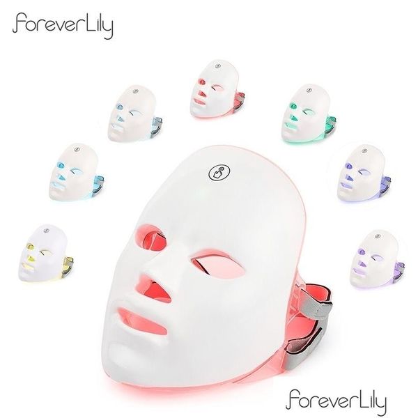 Autres articles de beauté de santé Dispositifs de soins du visage Charge USB 7 couleurs Masque LED Thérapie Pon Rajeunissement de la peau Anti-acné Suppression des rides Br Dh3V6