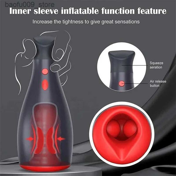 Autres articles de beauté de santé Fist Mens masturbation pénis silicone adulte bouche vagin rotation artificielle meuble masculin meuble didlo hat Q240426