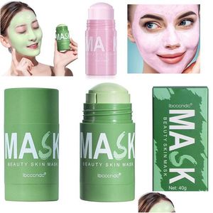 Otros artículos de belleza para la salud Té verde Limpiador de rosas Mascarilla sólida Mascarilla de arcilla purificante Control de aceite Antiacné Berenjena Cara Piel Ca Dh7Zr