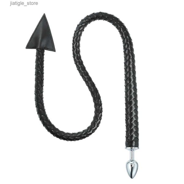 Otros artículos de belleza de la salud Hesks Metal Anal Anal Pu Leather Whip Anal Sexo Devil Tail Rol-Playing Butt Plug Juego de adultos Anal Y240402