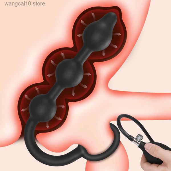 Autres articles de santé et de beauté Gonflable Big Anal Bead Masturbation Masculine Produit Butt Plug Stimulateur de Prostate Doux Silicone Plug Anal Jouet pour Couple BDSM T230718