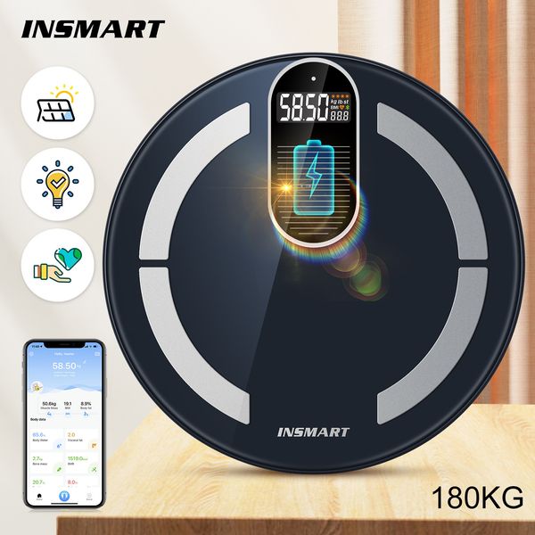 Autres articles de santé et de beauté INSMART Balance de poids numérique pour le corps Lumière solaire Charge d'énergie Smart Balance Bioimpédance Graisse Balance de salle de bain BMI 230801