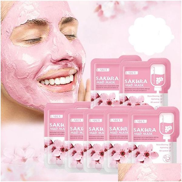 Autres articles de santé et de beauté Laikou Japon Sakura Mud Masque pour le visage Nettoyant Blanchissant Hydratant Contrôle de l'huile Argile Soins de la peau du visage Mas Dhbgr