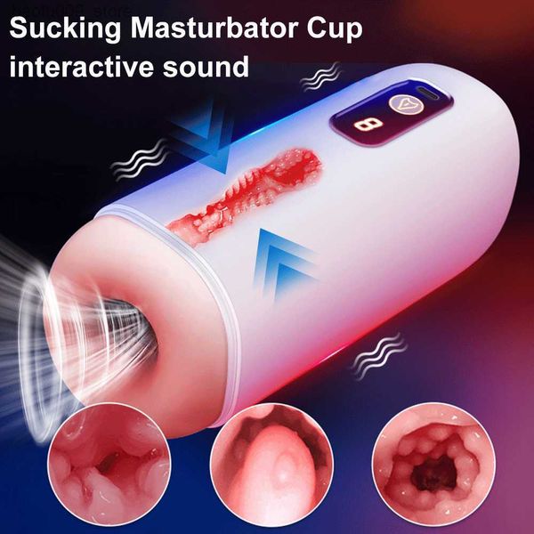 Otros artículos de belleza para la salud Masturbador masculino Chupación automática Mamada Masturbador Taza Bomba de pene Vibrador Real Mamada vaginal Coño s para hombres 18 Q230919