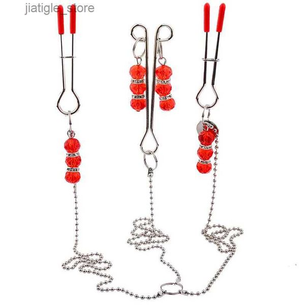 Autres articles de beauté Health Metal Nipples Clamps Labium Clits Clit Montage Stimulus de liaison des esclaves Couples Femelles Flirter les produits de jeu pour adultes Y240402