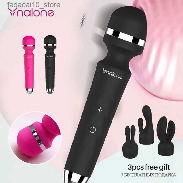 Autres éléments de beauté de la santé Nalone puissants 3 buses USB Recharge Magic Wand AV Vibrator Massager Vibration Dildo Product Sexual Women Q240119