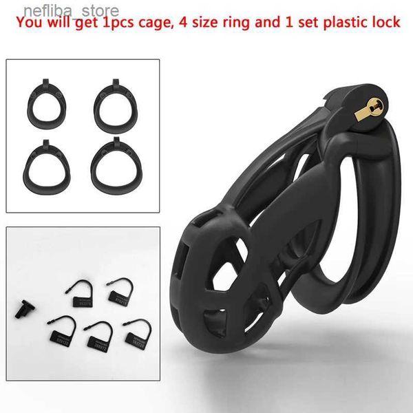 Autres articles de beauté de santé les plus récents !!!V6 version 3D Pilom de chasteté à double arc imprimé avec 4 tailles Penis Ring verrouillage Cage Courte-ceinture adulte Adulte Toys L410