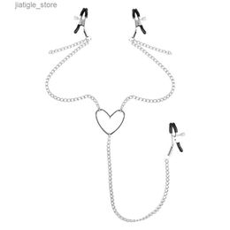 Otros artículos de belleza de la salud Cuesta de pezón con tres cadenas clip de pezón en forma de corazón de mama Clip para mujeres y parejas placer Y240402