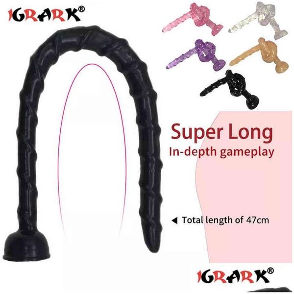 Autres articles de beauté de santé NXY Anal Toys 47cm de long Plug Anal Perles de serpent Cul pour femmes Hommes Adt Anus Masturbation Masturbateur Mas Érotique Dhqbk