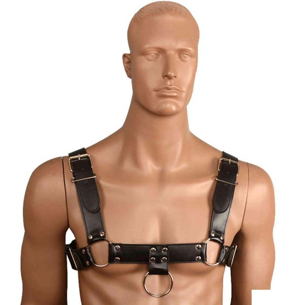 Autres articles de beauté de santé NXY bondage bdsm lingerie masculine harnais de poitrine en cuir hommes réglable ceinture de corps ual sangle de retenue fétiche gay Dhtjf