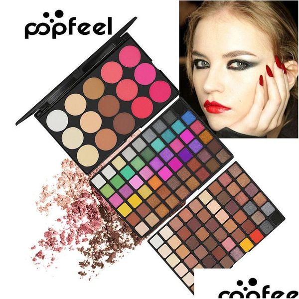 Otros artículos de belleza para la salud Popfeel 123 colores Maquillaje mate 108 Paleta de sombras de ojos Agregar 15 colores Rubor facial Resaltador Brillo Dh2Jq