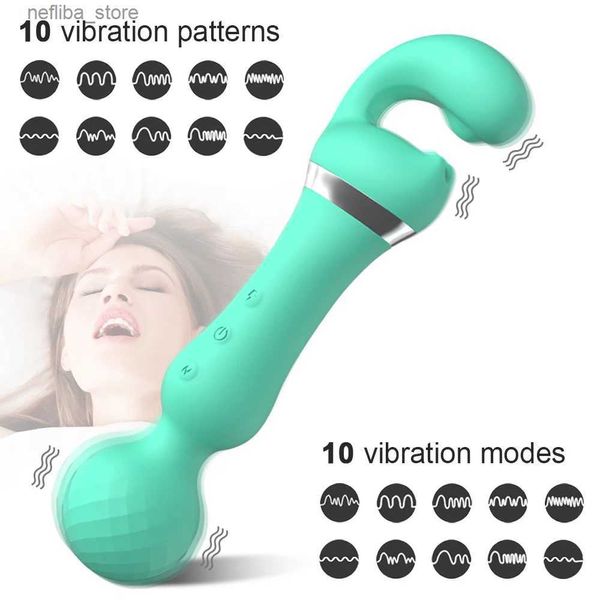 Otros elementos de belleza de la salud poderoso AV Magic Wand Vibrator Vibrador Adult Adulto Mujeres G-Spot G-Spot Clitoral Masaje del clítoris Estimulador de masaje 2 en 1 AV Vibrador L410