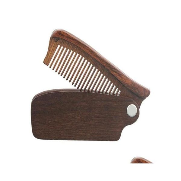 Autres articles de beauté de santé Peigne à barbe professionnel Outils de toilettage pliants en bois de santal Hommes Femmes Brosses à cheveux en bois Amoora6919168 Drop D Dhfld