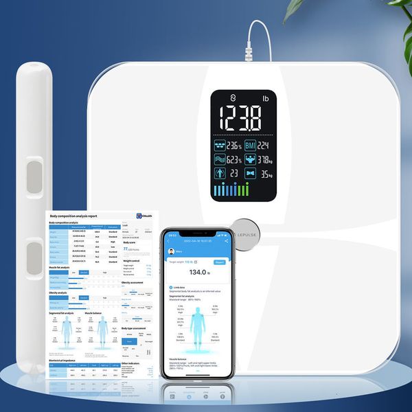 Otros artículos de belleza para la salud Pantalla Bluetooth inteligente profesional Bisel Ocho electrodos Báscula de grasa corporal Instrumento de medición de pesaje Inicio HeavyWeigh 230801