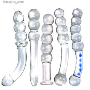 Autres articles de beauté de santé Pyrex Glass anal perles Butt Brand Big Ball Grand Crystal Dildo Pinis Artificial Dick Gay Masturbate Adult Toy for Women Q240119