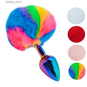 Otros elementos de la salud de la salud Metal Rainbow Metal de tamaño pequeño y lindo rojo rojo blanco de color blanco Bola de cuentas anal Beats Plug Fox Neutral Toy Y240402