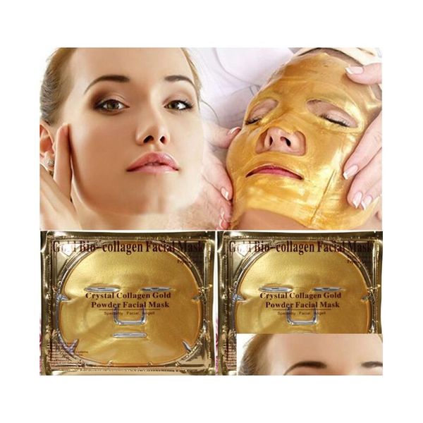 Otros artículos de belleza para la salud Venta al por menor Mascarilla facial de colágeno dorado Nano tecnología Cristal Cuidado de la piel Blanqueamiento Hidratante Cara con inglés Dhfed