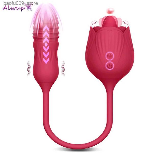 Autres éléments de beauté de la santé Rose Licking Vibrator femelle G-spot Stimulator Labial Stimulateur Lictume Vibration Love Dildo Adult Q240426