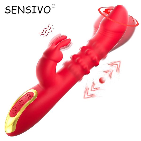 Autres éléments de beauté de la santé Sensivo 360 Rotation Brusting Vibrateur pour les femmes 3 dans 1 stimulateur clitorilateur Perles rotatives télescopiques Femelle Marbation T240510