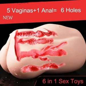 Overige Gezondheid Schoonheidsartikelen Zes Gaten Volwassen Realistische Vagina voor Mannen Vagina Anale Echte Kut 6 in 1 Mannelijke Masturbator Speelgoed voor Man Erotisch Q240119