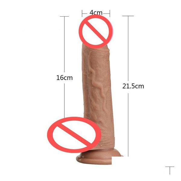 Otros artículos de belleza para la salud Sensación de la piel Pene realista Súper enorme Sile Dildo con ventosa Juguetes para mujer Masturbación femenina C Dhvu5