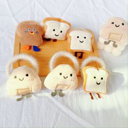 Cartoonkaas en toast emoji broodkop touw schattige paardenstaart haarlus bol haardecoratie zacht en schattig hoog elastisch haartouw