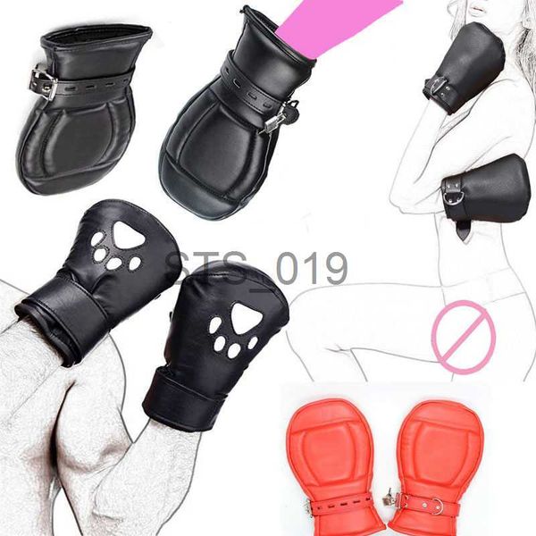 Autres articles de santé et de beauté Mitaines rembourrées en cuir PU Gant de poing de patte de chien BDSM Gants de contrainte de bondage Jeu de rôle fétiche pour jeux pour adultes x0821 x0821