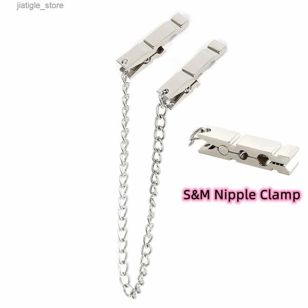 Otros artículos de belleza de la salud Clip Nipur de acero con cadena de metal adecuada para hombres Mujeres BDSM Restacalización Clip de pecho Estimulación labial Productos para adultos Y240402