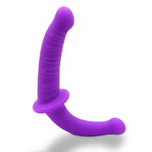 Andere gezondheidsschoonheidsartikelen Strapless Strap-on Restic Sile Dildo voor anale vagina stimulatie dubbele zijde volwassen speelgoed voor mannelijk vrouwelijk lesbisch paar T240510