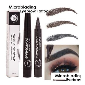 Autres articles de beauté pour la santé Crayon à sourcils Suake Pointe de fourche étanche Stylo de tatouage 4 tête Fine Sketch Liquide Sourcils Enhancer Dye Tint Dhjym