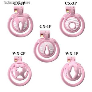 Outros itens de beleza para saúde Gaiola de castidade super pequena para Sissy CB Lock com anéis de pênis de 5 tamanhos Gaiola de galo erótica Bondage Toi para homem castidade rosa Q240117