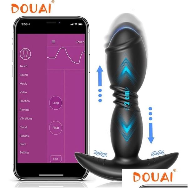 Autres articles de beauté de santé Jouet Masr Bluetooth Anal Plug Vibrateurs pour hommes Masturbateurs de prostate Femmes App Télécommande Gode Jouets Dh2Au