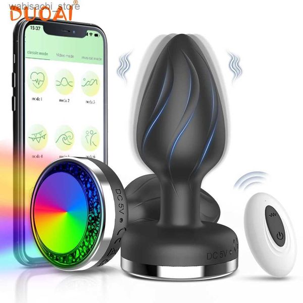 Autres éléments de beauté de la santé Vibrant Butt Butt LED Light Anal App Vbrator Massageur de la prostate pour hommes Télécommande Vibratrice Vaginage Anal Toys for Women L49