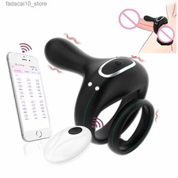 Overige Gezondheid Schoonheidsartikelen Vibrerende Penisvibrator Cockring Draadloze APP Afstandsbediening Cockring Dual Lock Spermavertraging Ejaculatie Volwassene voor mannen Paar Q240117